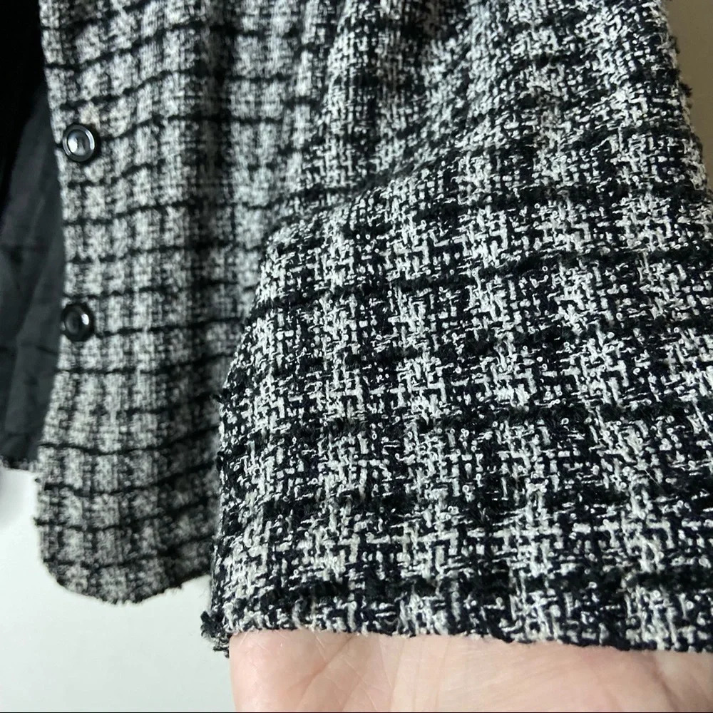 Vintage Tweed Knit Blazer Jacket Collared Plaid Sweater Size XL Office Fall - Picture 6 of 10
